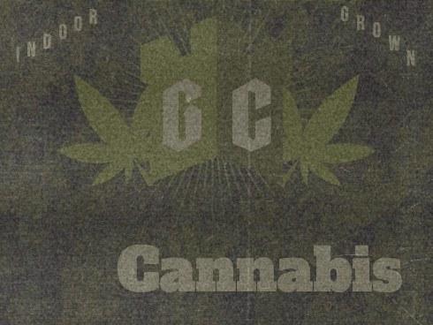 Faded olive Cannabis logo with a G and C monogram and leaf shapes